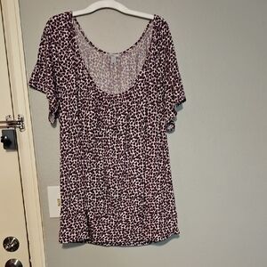 Old Navy Women's Short Sleeve Top - Purple Print